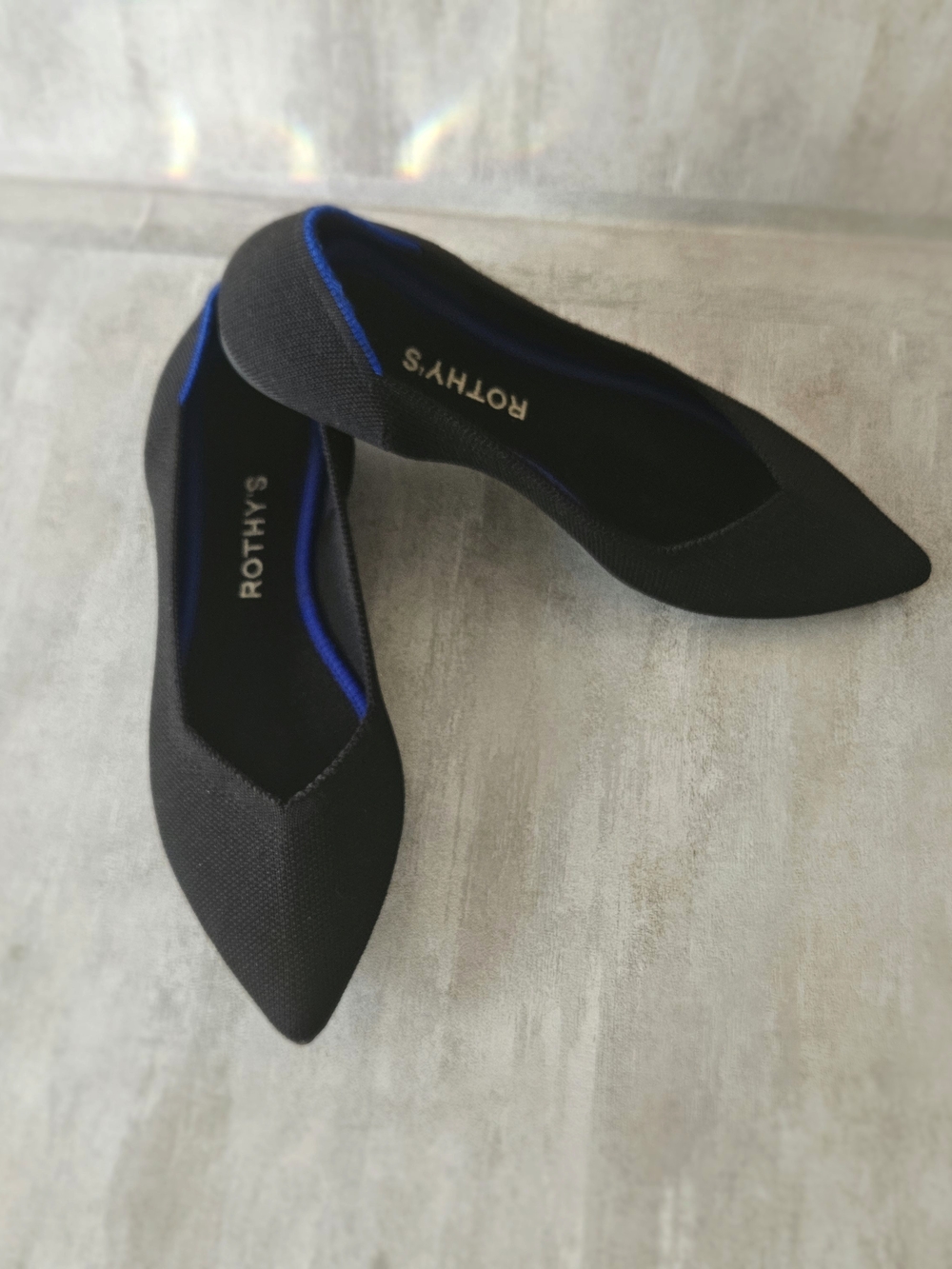 ROTHY'S The Point Black Knit Pointed Toe Flats - Women's Size 7.5 - Picture 10 of 14
